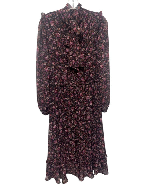 julia jordan Size 6 black & floral Polyester Floral Zip Close Long Sleeve Dress black & floral / 6