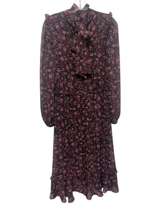 julia jordan Size 6 black & floral Polyester Floral Zip Close Long Sleeve Dress black & floral / 6
