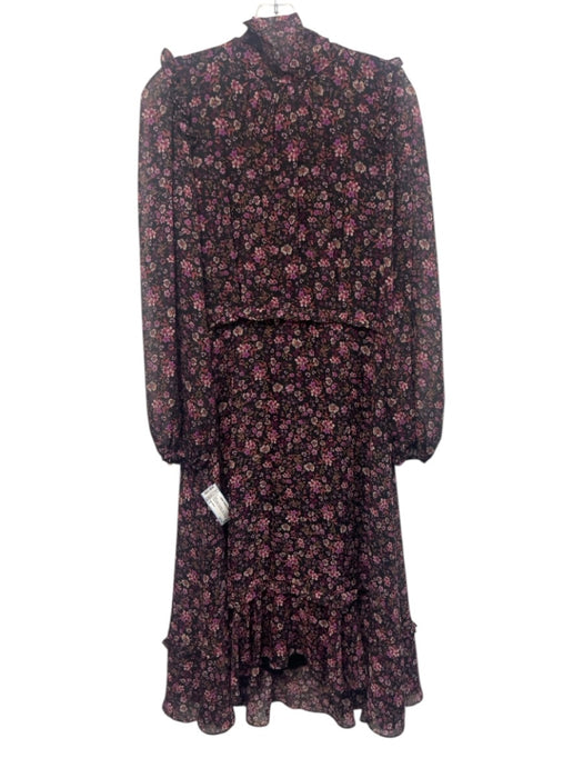 julia jordan Size 6 black & floral Polyester Floral Zip Close Long Sleeve Dress black & floral / 6