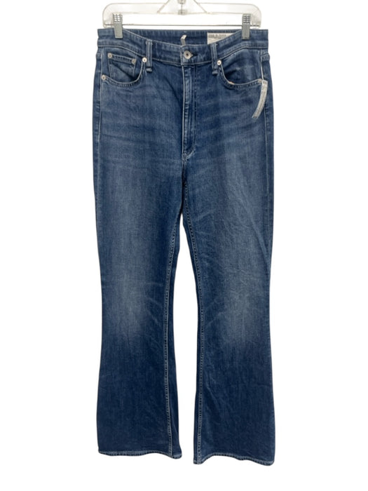 Rag & Bone Size 29 Blue Wash Cotton Blend Zip & Button Whiskering Flare Jeans Blue Wash / 29