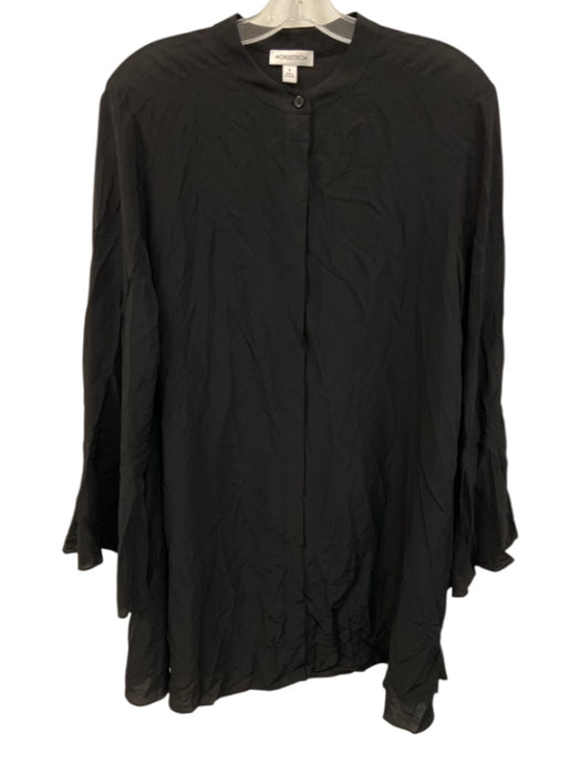 Nordstrom Size S Black Viscose Blend Button Down swing Mini Dress Black / S