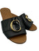 Chloe Shoe Size 38 Black Leather Gold Tone Hardware Logo Slide Sandals Black / 38