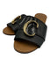 Chloe Shoe Size 38 Black Leather Gold Tone Hardware Logo Slide Sandals Black / 38