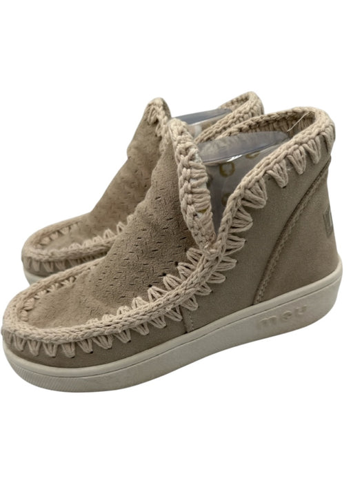 Mou Shoe Size 38 Taupe & Cream Suede Whipstitch Mid Top Sneakers Taupe & Cream / 38