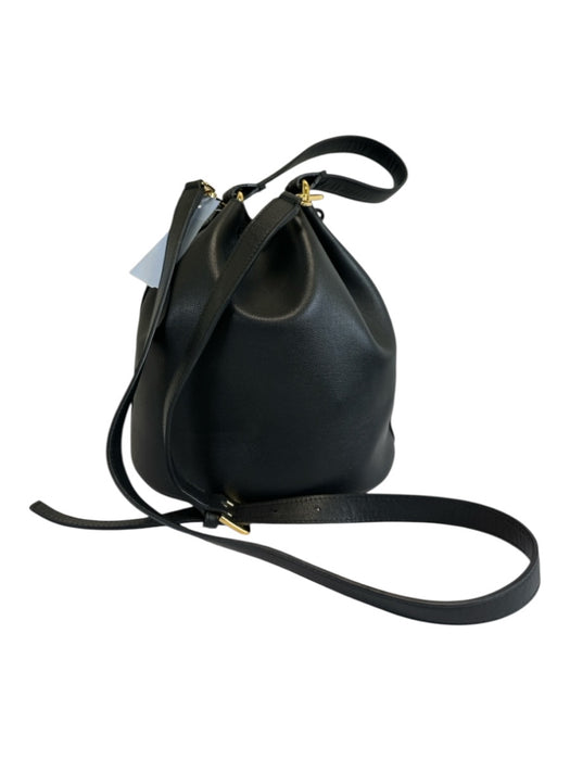 Furla Black Leather Gold Tone Hardware Drawstring Top Multiple Straps Bag Black