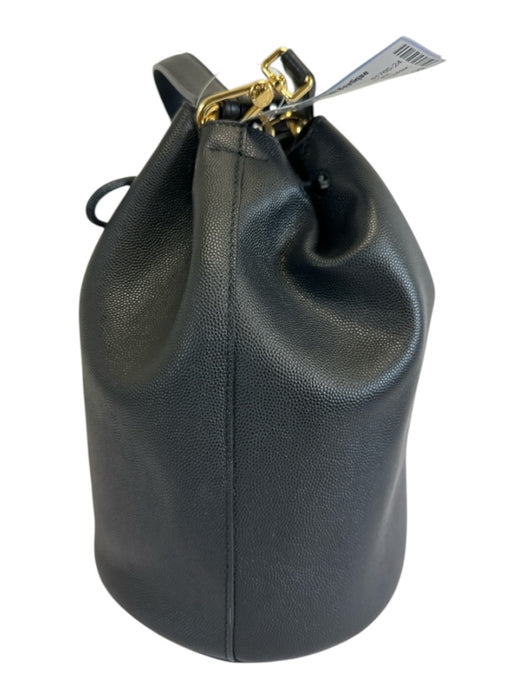 Furla Black Leather Gold Tone Hardware Drawstring Top Multiple Straps Bag Black