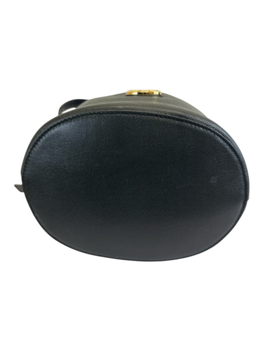 Furla Black Leather Gold Tone Hardware Drawstring Top Multiple Straps Bag Black