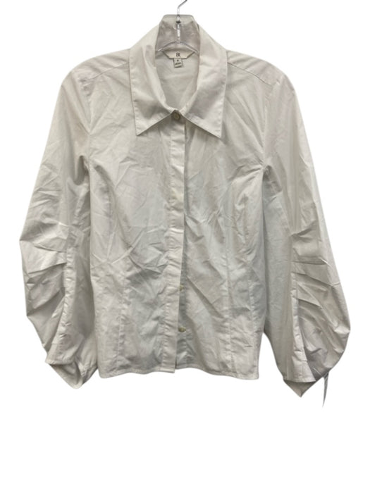 Banana Republic Size S White Cotton Long Pleated Sleeve Button Up Darted Top White / S