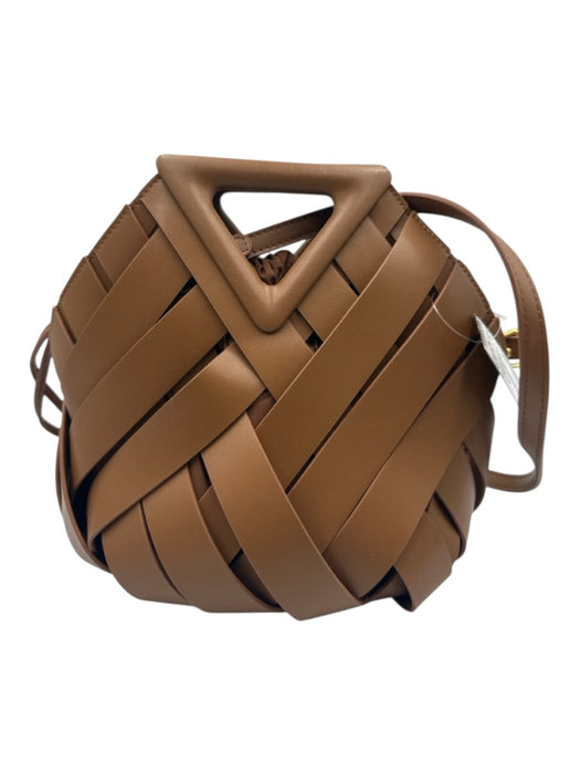Verano Hill Tan Brown Faux Leather Top Handle Woven Drawstring Bag Tan Brown / S