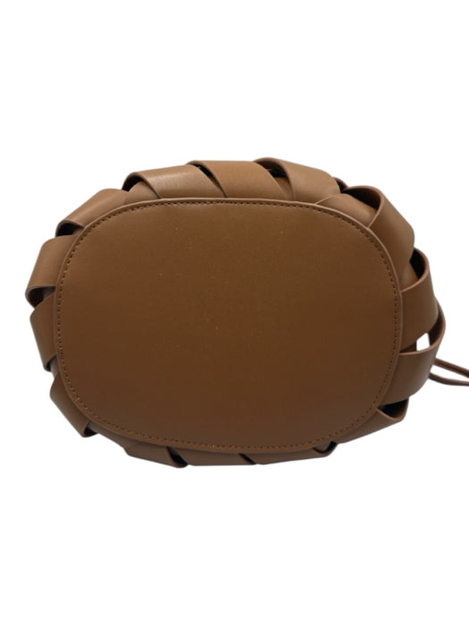 Verano Hill Tan Brown Faux Leather Top Handle Woven Drawstring Bag Tan Brown / S
