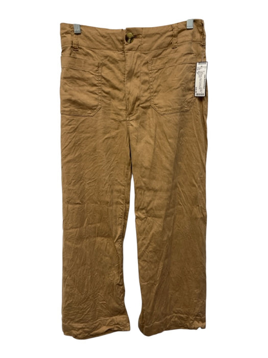 Maeve Size 27 Light Brown Linen & Viscose High Rise Patch Pocket Wide Leg Pants Light Brown / 27