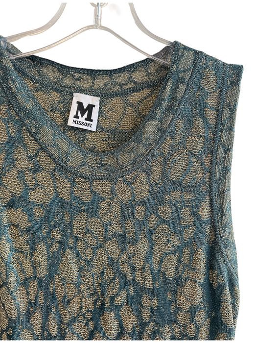 Missoni Size 42 Green Polyamide Sleeveless Abstract Print gold accent Dress Green / 42