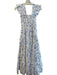 Hill House Size S Blue & White Cotton Skeletal Floral Print Square Neck Dress Blue & White / S