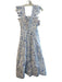 Hill House Size S Blue & White Cotton Skeletal Floral Print Square Neck Dress Blue & White / S