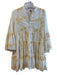 No Brand Size One Size White & yellow Cotton Lined Embroidered V Neck Dress White & yellow / One Size
