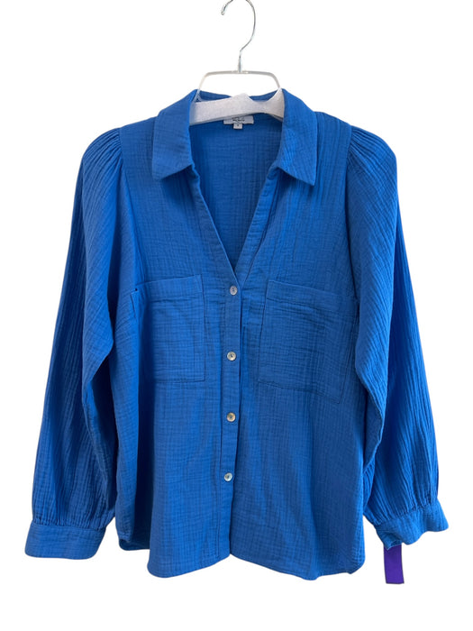 Rails Size Small Blue Cotton Textured Collared Button Down Long Sleeve Top Blue / Small