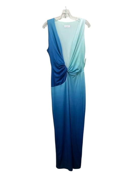 Meshki Size L Green & Blue Polyester Sleeveless Ombre Front knot Maxi Dress Green & Blue / L