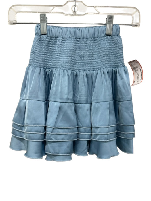 Shug! Size S Blue Polyester Smocked Elastic Waist Tiered Mini Skirt Blue / S