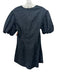 Shug! Size S Black Cotton Short Puff Sleeve Darted Back Zip Dress Black / S