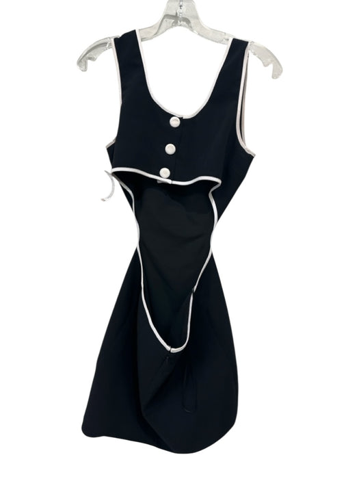 Amanda Uprichard Size S Black & White Polyester Sleeveless Side Cut Outs Dress Black & White / S
