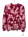 Oliphant Size XS Magenta Pink & White Cotton Long puff sleeve Abstract Print Top Magenta Pink & White / XS