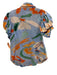 De Loreta Size XS Blue, Orange, Green Cotton Short Puff Sleeve Buttons Top Blue, Orange, Green / XS