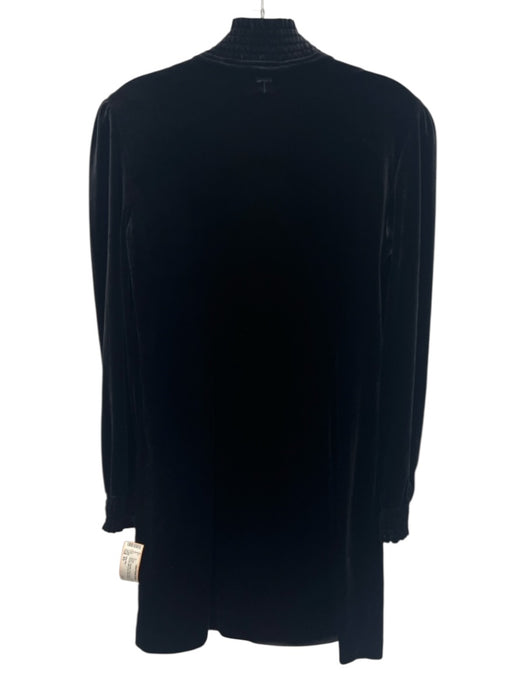 Tyler Boe Size XS Black Polyester Velvet Long Puff Sleeve Mock Neck Midi Dress Black / XS