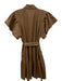 Entro Size S Light Brown Polyurethane & Polyester Pleather Short Sleeve Dress Light Brown / S