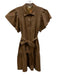 Entro Size S Light Brown Polyurethane & Polyester Pleather Short Sleeve Dress Light Brown / S