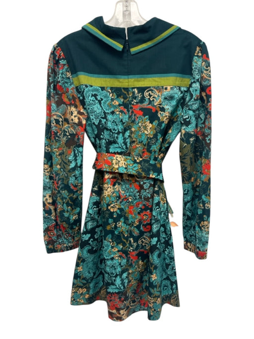 Anna Cate Size XS Green, Blue, Red Cotton Long Sleeve Abstract Print Dress Green, Blue, Red / XS