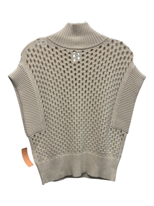 Varley Size XS Cream Cotton Sleeveless Loose Knit Side Zip Sweater Cream / XS