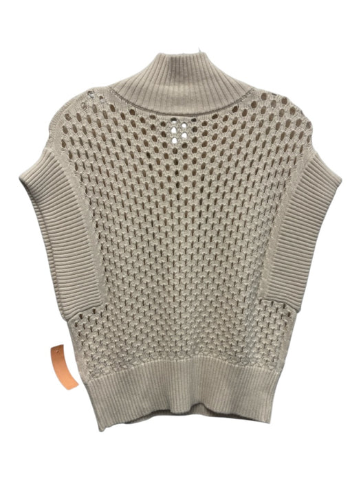 Varley Size XS Cream Cotton Sleeveless Loose Knit Side Zip Sweater Cream / XS