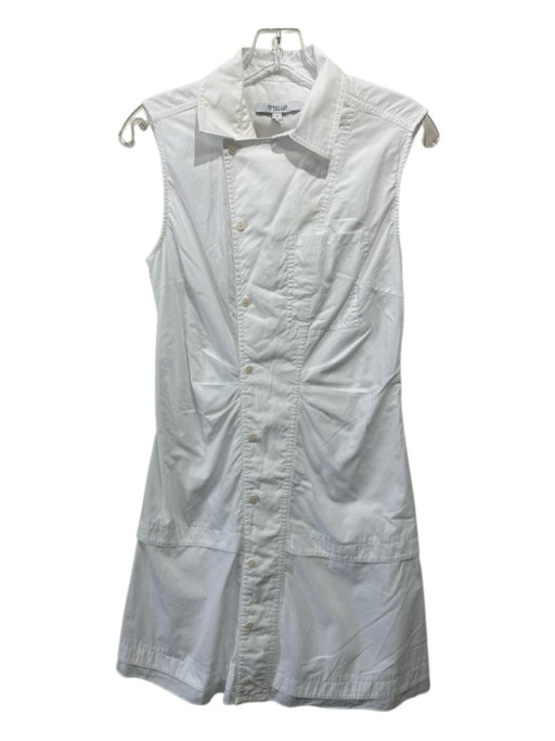 Derek Lam 10 Crosby Size 8 White Cotton Button Breast Pocket Sleeveless Dress White / 8