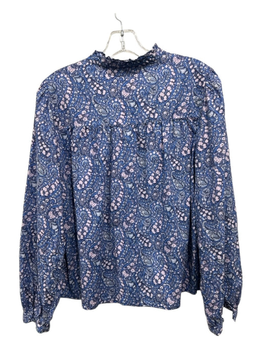J Crew Liberty Size S Blue & Pink Cotton Floral Long Sleeve Top Blue & Pink / S