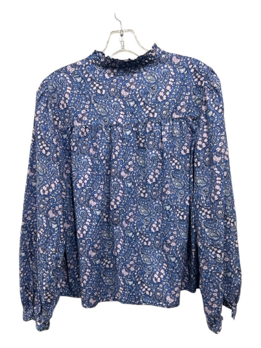 J Crew Liberty Size S Blue & Pink Cotton Floral Long Sleeve Top Blue & Pink / S