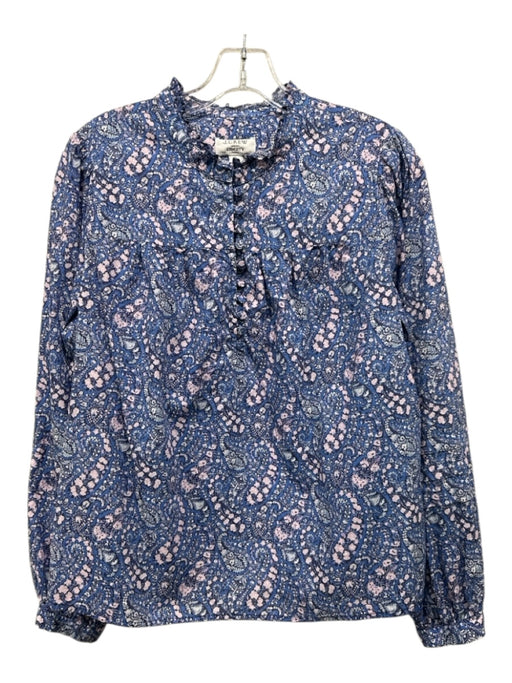 J Crew Liberty Size S Blue & Pink Cotton Floral Long Sleeve Top Blue & Pink / S