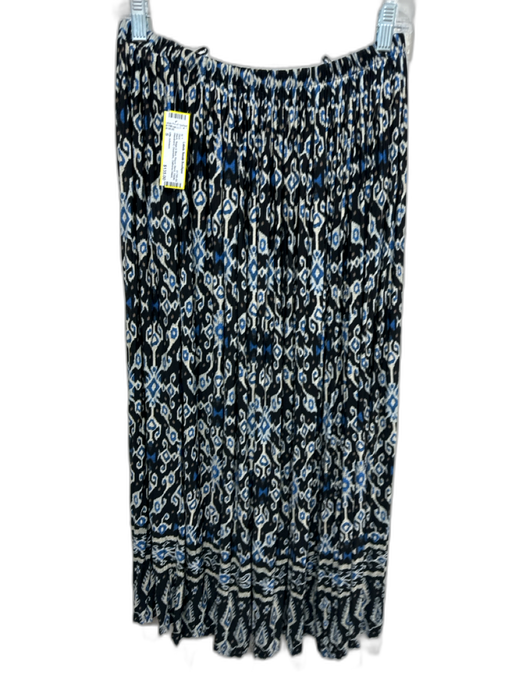 Ulla Johnson Size S Black, Beige & Blue Rayon Blend Elastic Waistband Midi Skirt Black, Beige & Blue / S