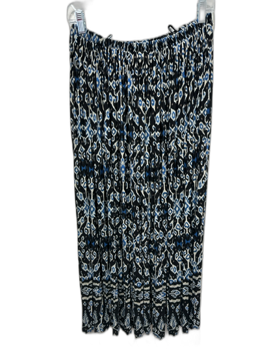 Ulla Johnson Size S Black, Beige & Blue Rayon Blend Elastic Waistband Midi Skirt Black, Beige & Blue / S