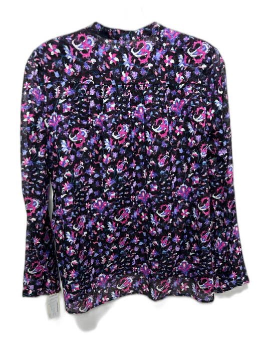Marant Etoile Size 38 Black & Purple Cotton Floral Long Sleeve Button Up Top Black & Purple / 38
