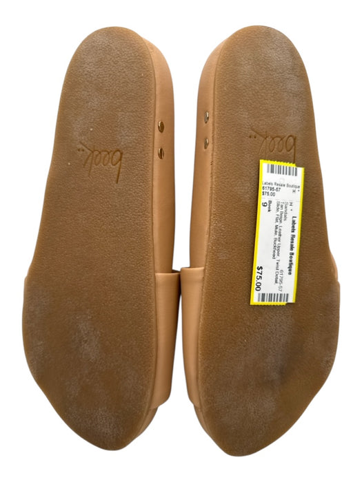 Beek Shoe Size 9 Tan Beige Leather Upper Twist Detail Slide Flat Mule Sandals Tan Beige / 9