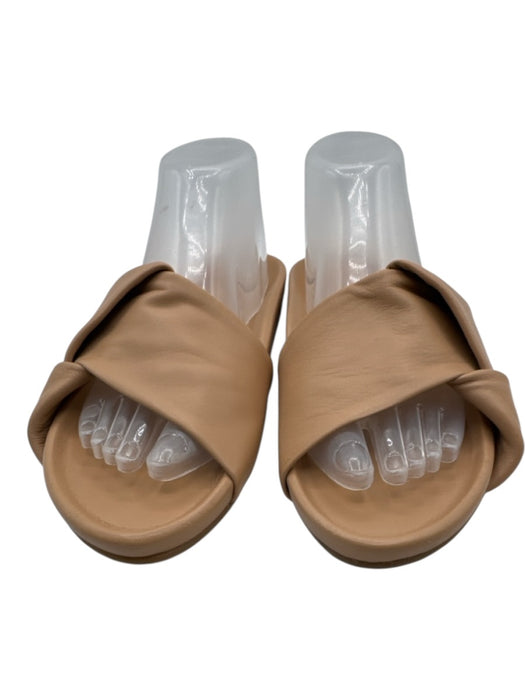Beek Shoe Size 9 Tan Beige Leather Upper Twist Detail Slide Flat Mule Sandals Tan Beige / 9