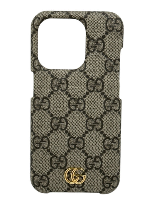 Gucci Beige & Brown Coated Canvas Guccissima GG Logo Gold Tone Accent Phone Case Beige & Brown