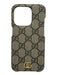 Gucci Beige & Brown Coated Canvas Guccissima GG Logo Gold Tone Accent Phone Case Beige & Brown