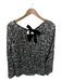Olivia by Livro Size M Silver & Black Sequin Long Balloon Sleeve Back Tie Top Silver & Black / M