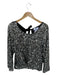 Olivia by Livro Size M Silver & Black Sequin Long Balloon Sleeve Back Tie Top Silver & Black / M