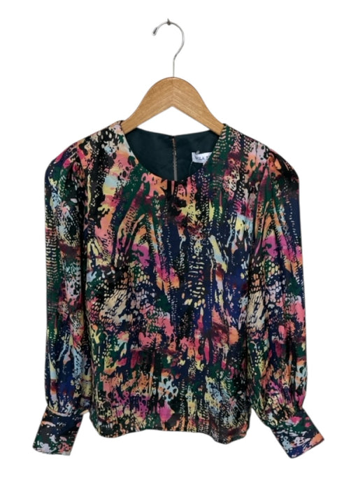 Willa Story Size XS Multi Polyester Long Balloon Sleeve Abstract Back button Top Multi / XS