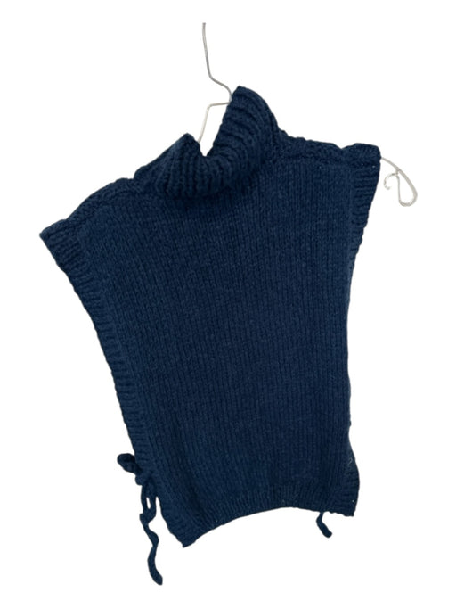 Veroalfie Size 1/S Navy & Purple Merino Wool Blend Knit Side Ties Vest Sweater Navy & Purple / 1/S
