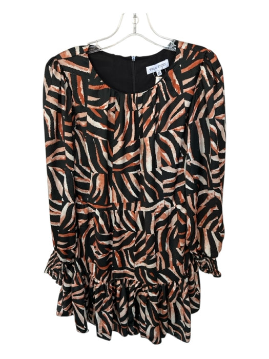 Willa Story Size M Black & Orange Polyester Long Balloon Sleeve Dress Black & Orange / M
