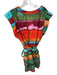 Willa Story Size L Multi Cotton Cap Sleeve Abstract V Neck Belted Dress Multi / L