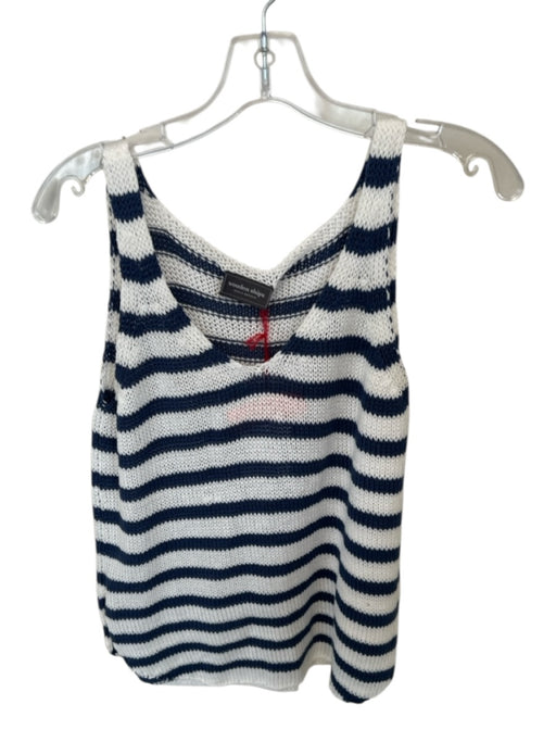 Wooden Ships Size S/M Navy & white Cotton Blend Sleeveless Knit Striped Top Navy & white / S/M